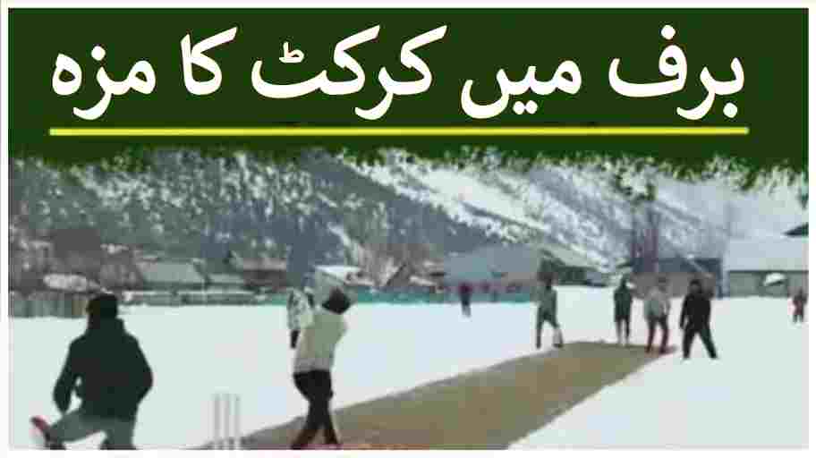 Cricket match on a snow covered field at Gurez