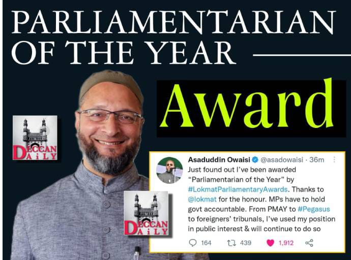 Asaduddin Owaisi awarded the ‘Parliamentarian of the year’